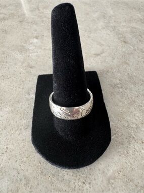 Coach Polished Silver Script Logo Band Ring